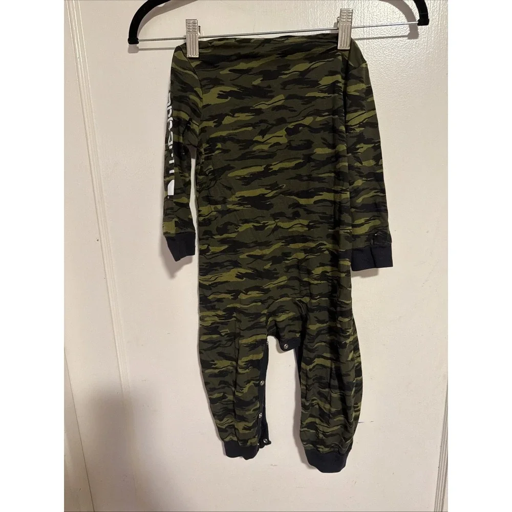 Carhartt Coverall Toddler Boys 24M Green Camo Long Sleeve Snap Leg Dog